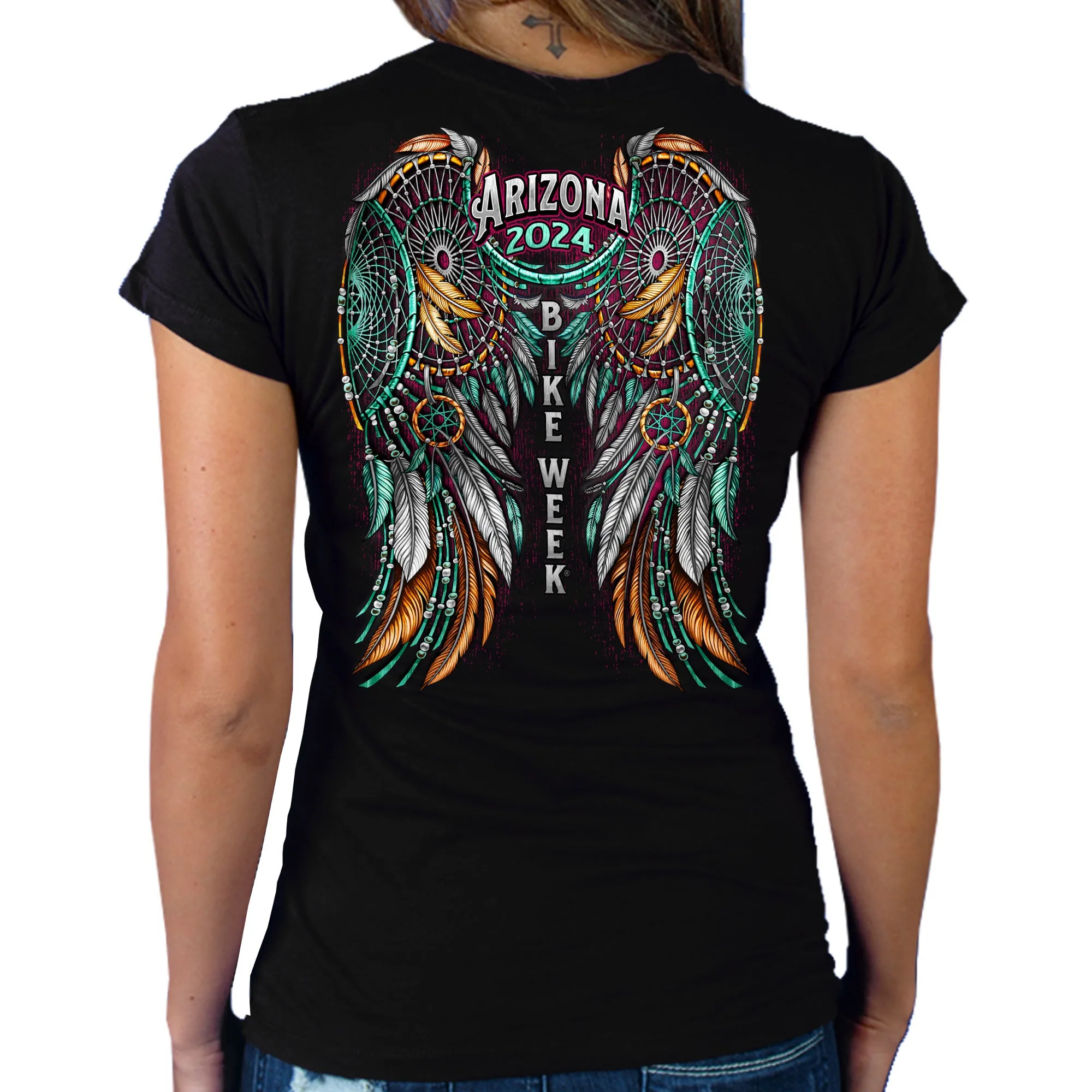 2024 Arizona Bike Week Dreamcatcher Wings Ladies T-Shirt AZL1462