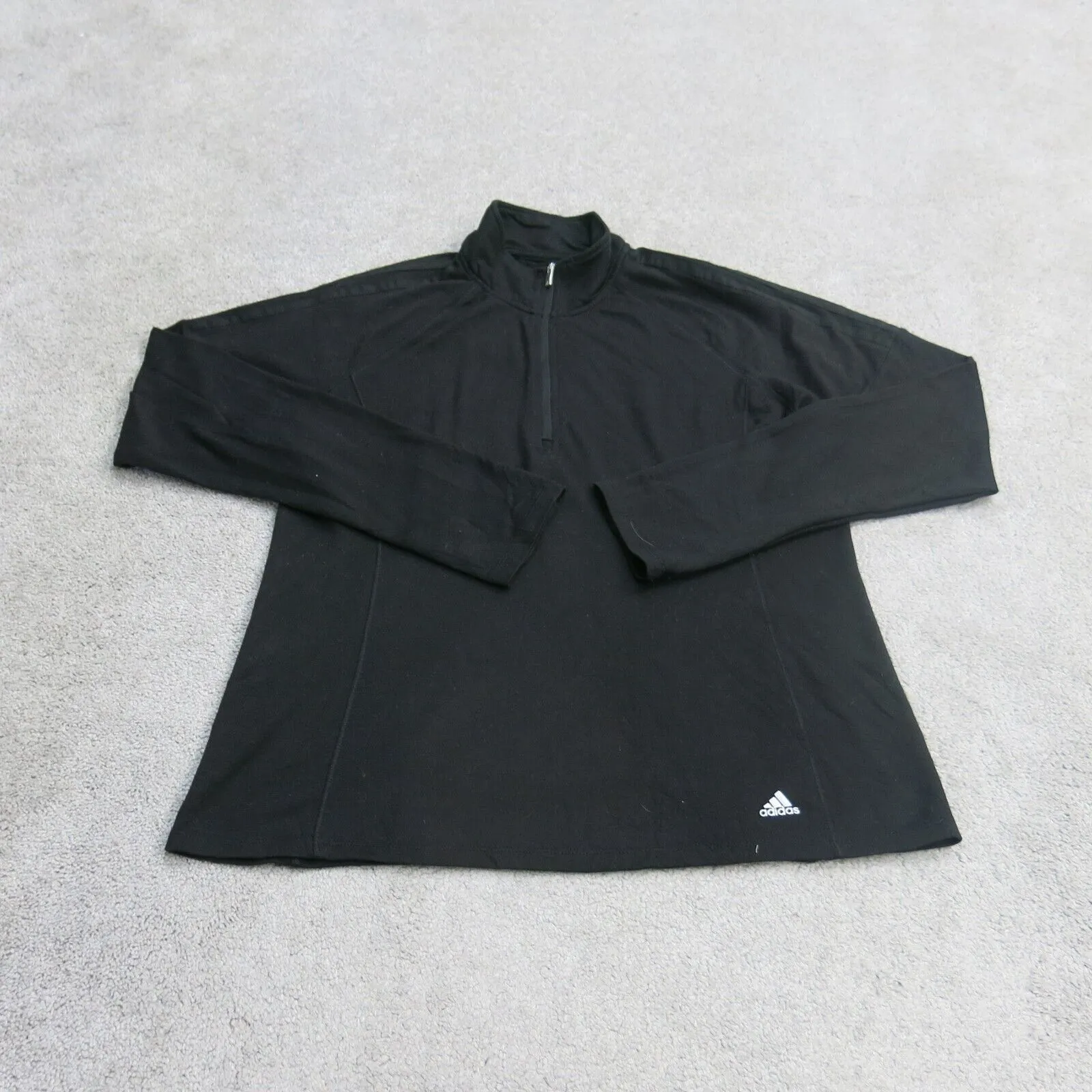 Adidas Golf Womens 1/4 Zip Sweatshirt Long Sleeve Mock Neck Logo Black SZ Large