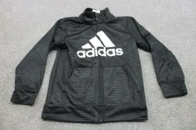 Adidas Jacket Mens Size 6 Black Striped Logo Full-Zip Track Jacket Long Sleeve