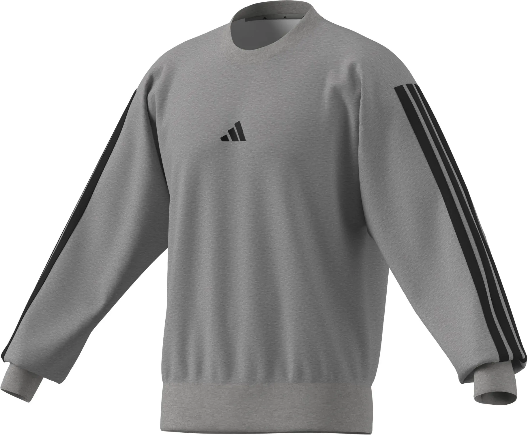 adidas Mens Essentials 3-Stripe Long Sleeve Crewneck Sweatshirt