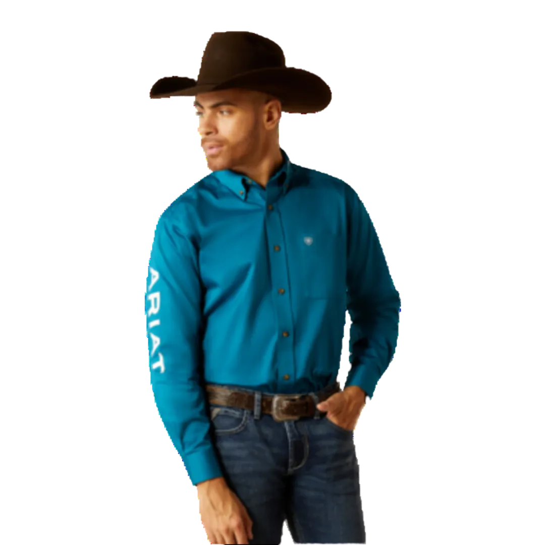 Ariat Men's Team Logo Twill Classic Fit Button Down Dark Teal Shirt