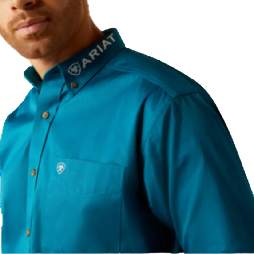 Ariat Men's Team Logo Twill Classic Fit Button Down Dark Teal Shirt