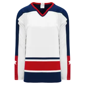 Athletic Knit (AK) H550BKY-CLM691BK Pro Series - Youth Knitted Columbus Blue Jackets White Hockey Jersey