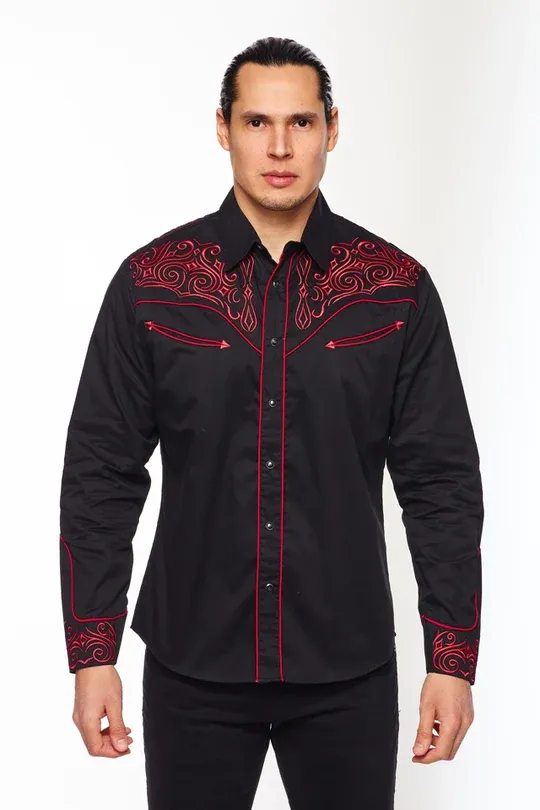 Avalon Men's Black and Red Shirt