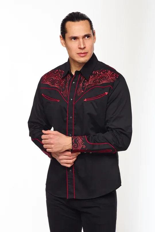 Avalon Men's Black and Red Shirt