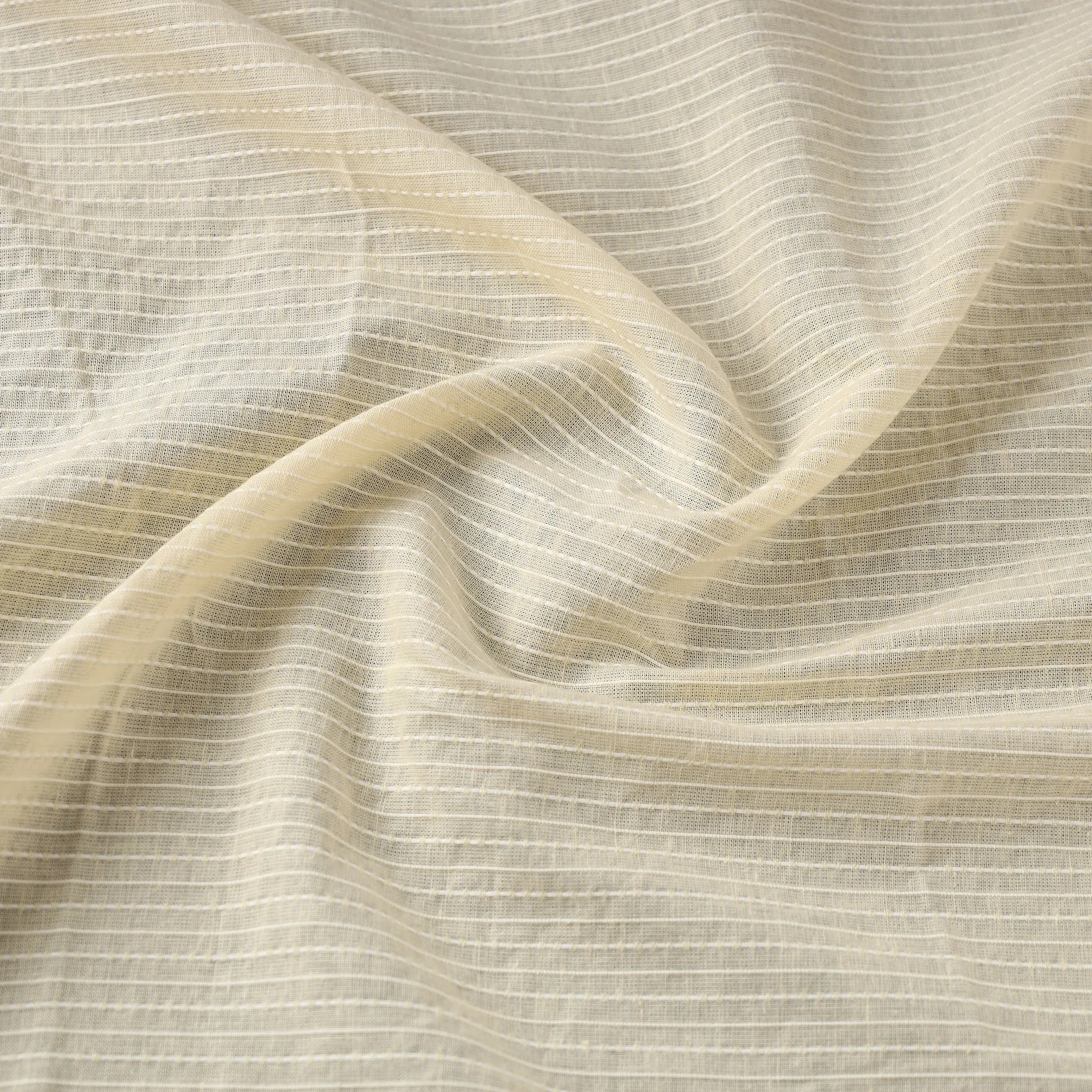 Beige - Prewashed Running Stitch Cotton Fabric 02