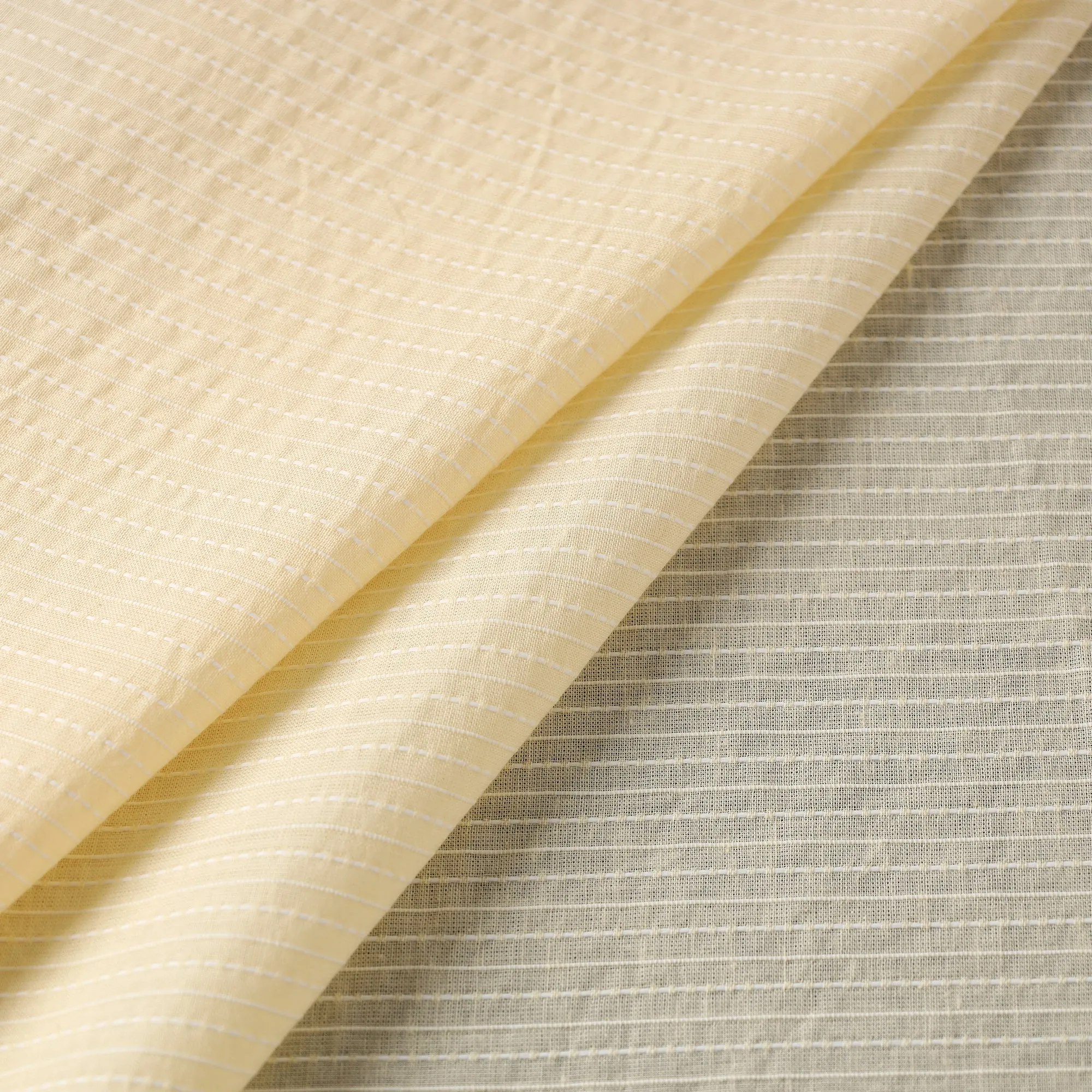 Beige - Prewashed Running Stitch Cotton Fabric 02