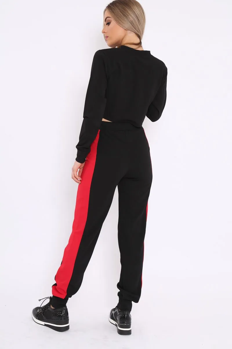 Black And Red USA Side Stripe Tracksuit - Simmy