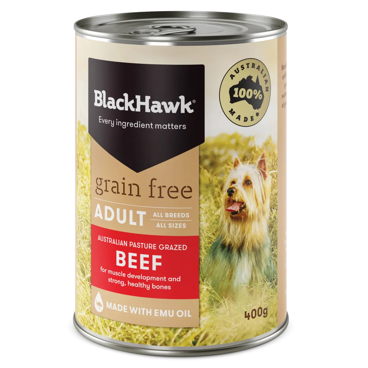 Black Hawk Grain Free Adult Beef Wet Dog Food 400g x 12