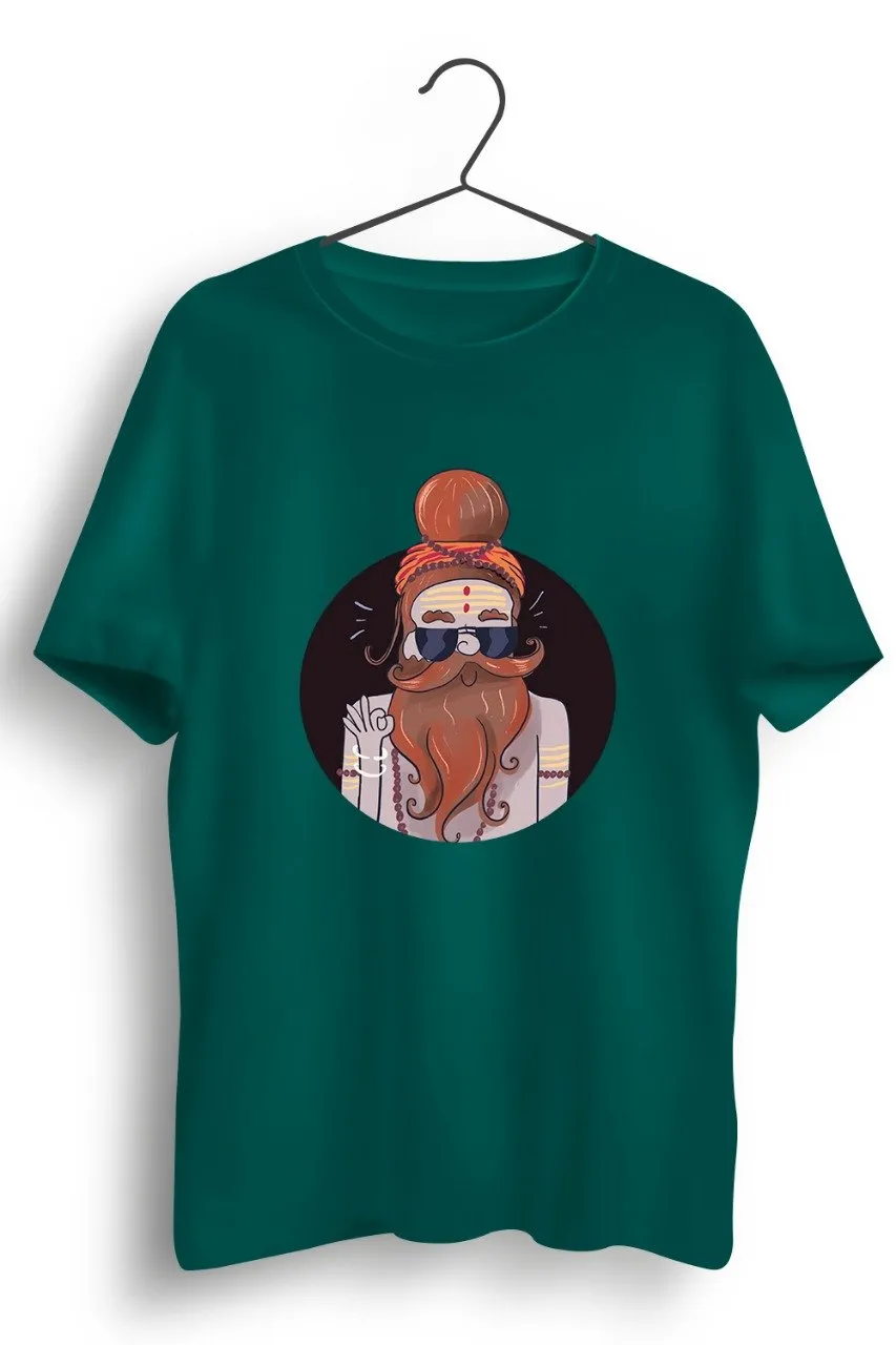 Calm Baba Graphic Printed Green Tshirt