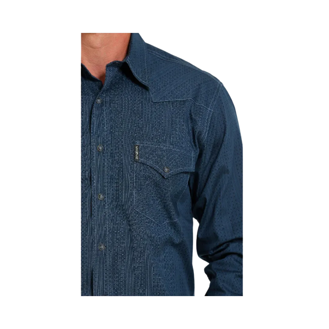 Cinch Men's Navy Modern Print Button Down Shirt