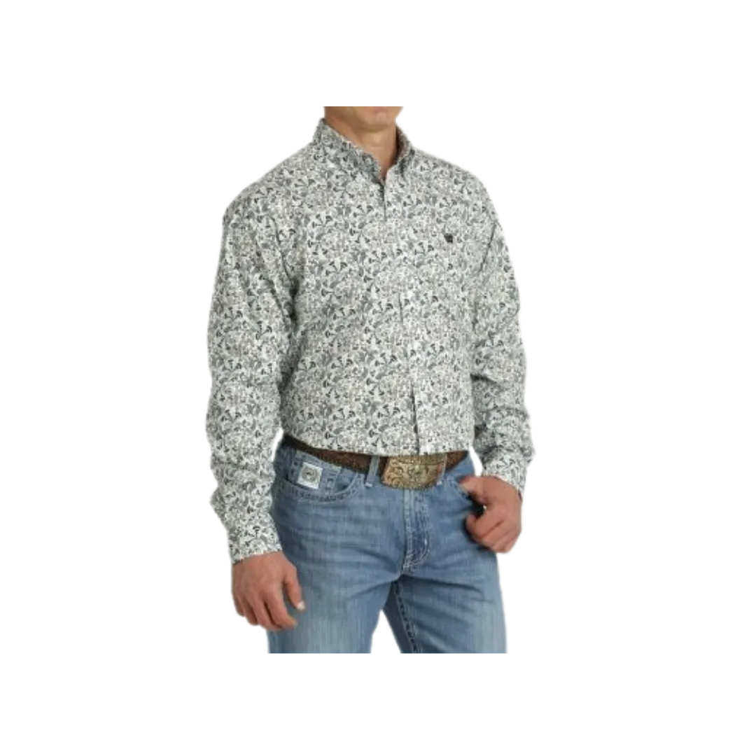 Cinch Men's Paisley Button Down Western White Shirt