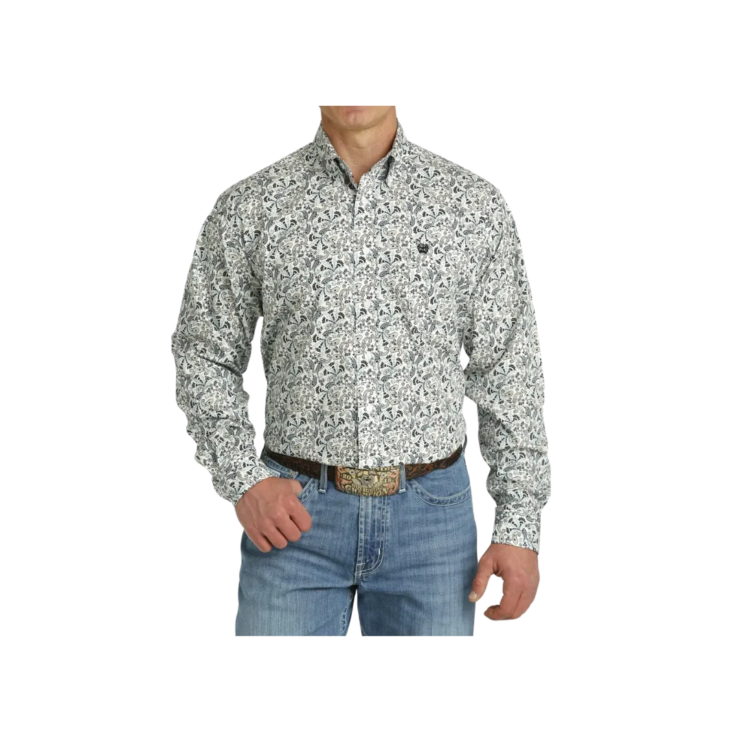 Cinch Men's Paisley Button Down Western White Shirt