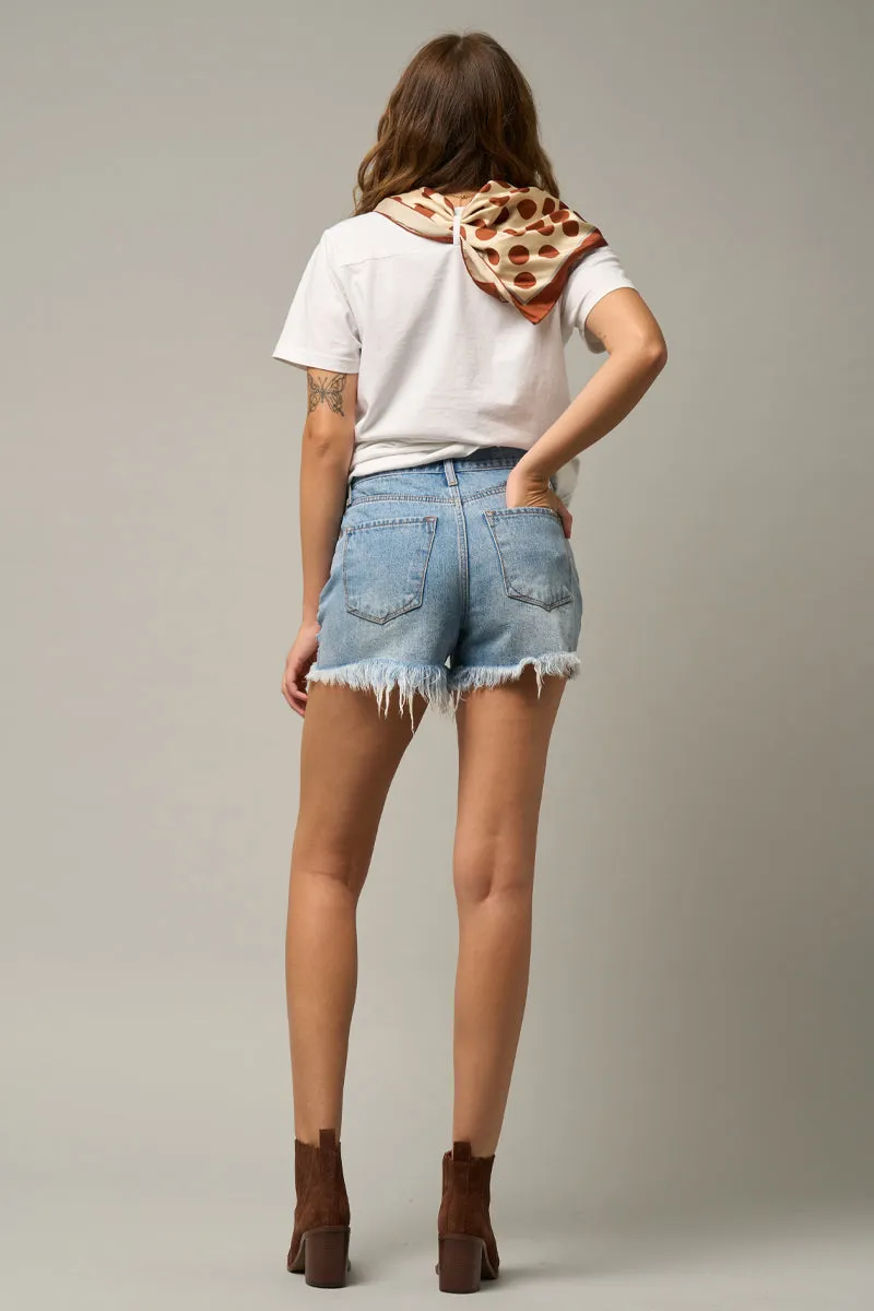 Criss Crossover Denim Shorts