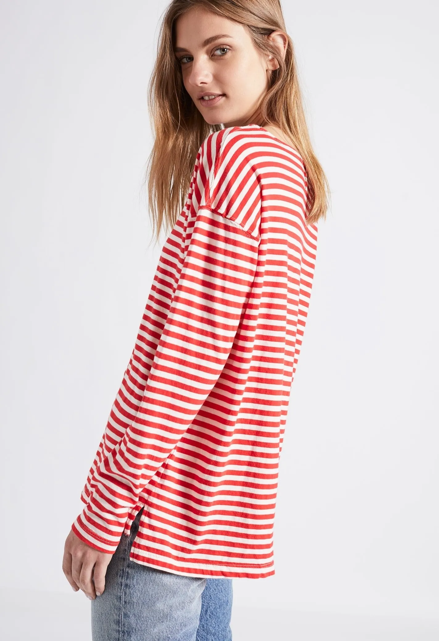 Current Elliott - The Brenton Tee Red White Stripe