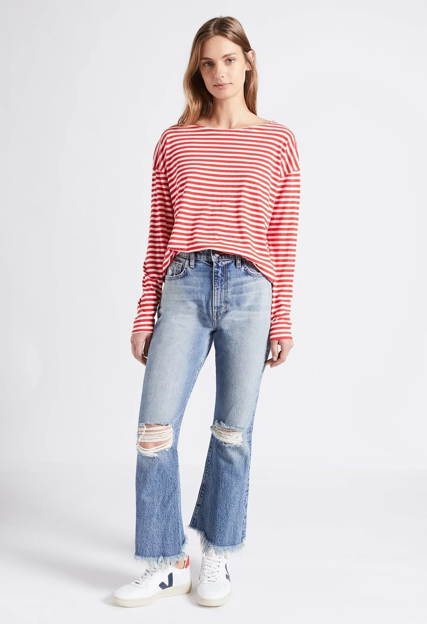 Current Elliott - The Brenton Tee Red White Stripe