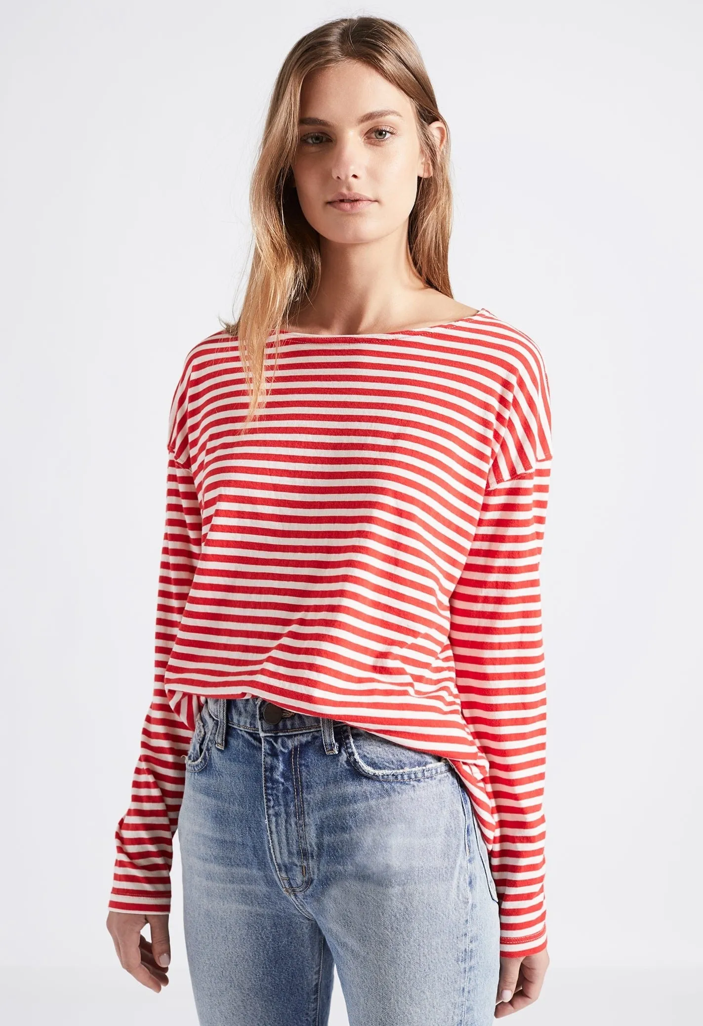 Current Elliott - The Brenton Tee Red White Stripe