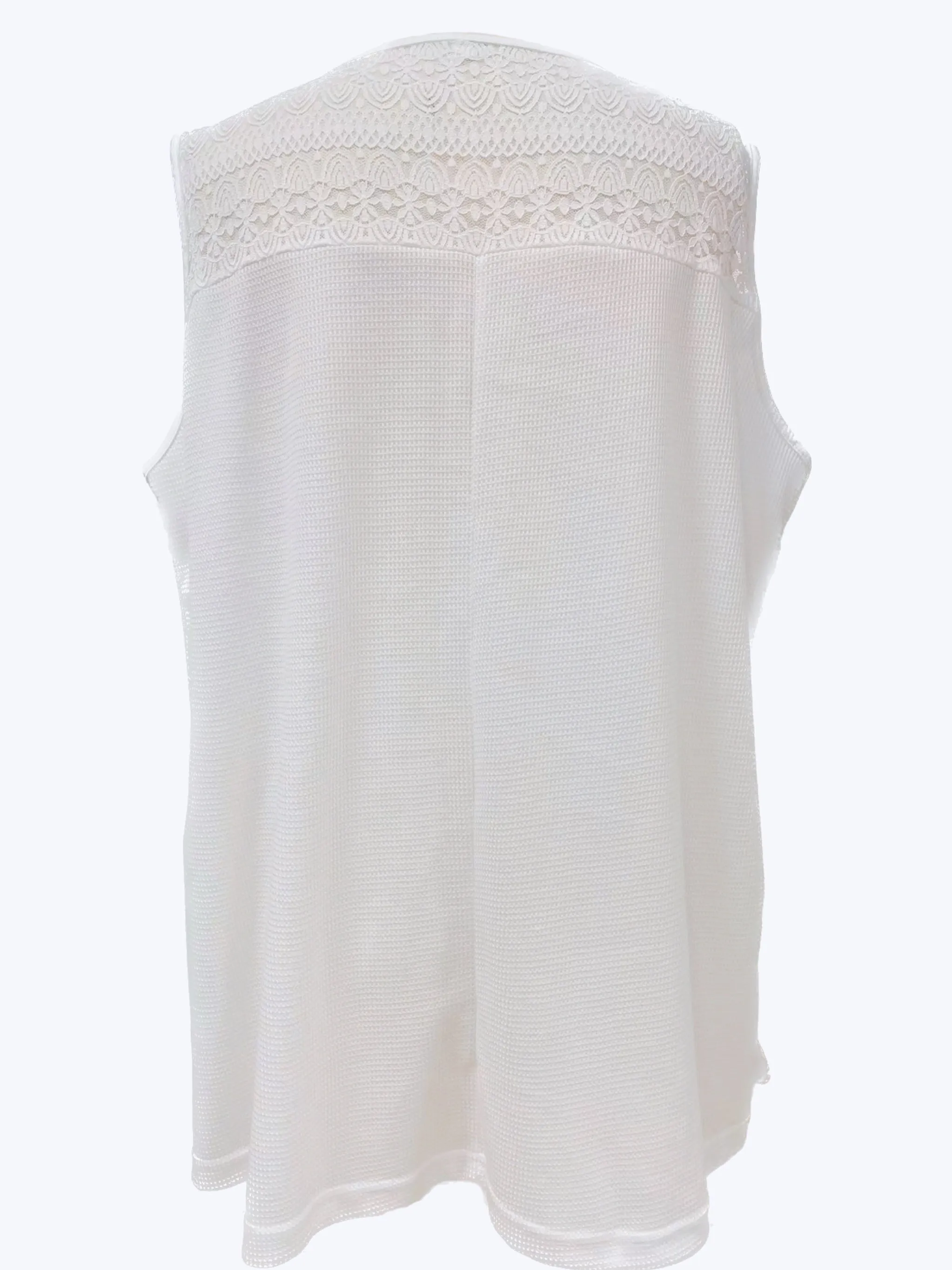 Curvy Lace Waffle Tank Top with Criss Cross Detail