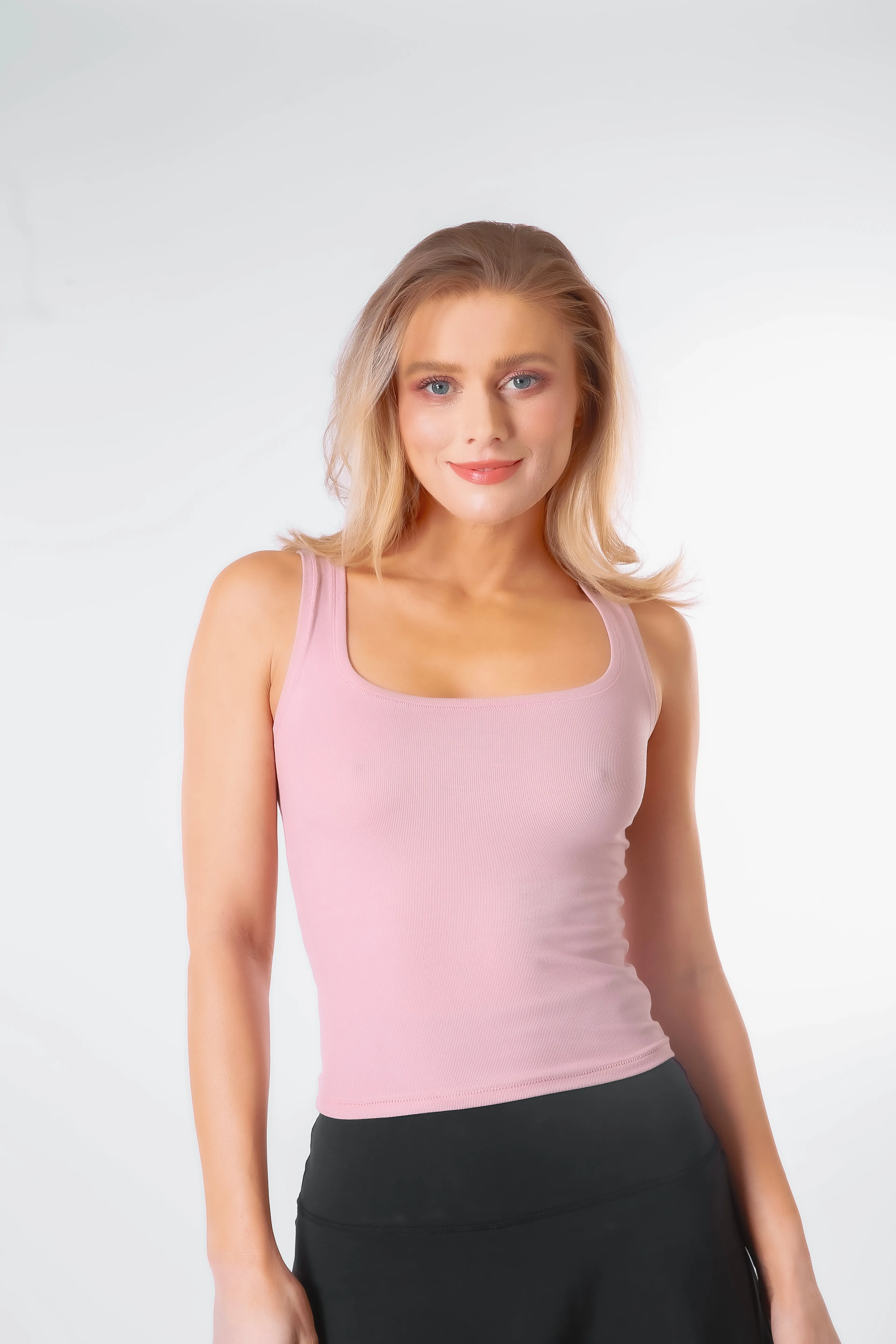 Daisy Rib Tank Top- Dusty Pink