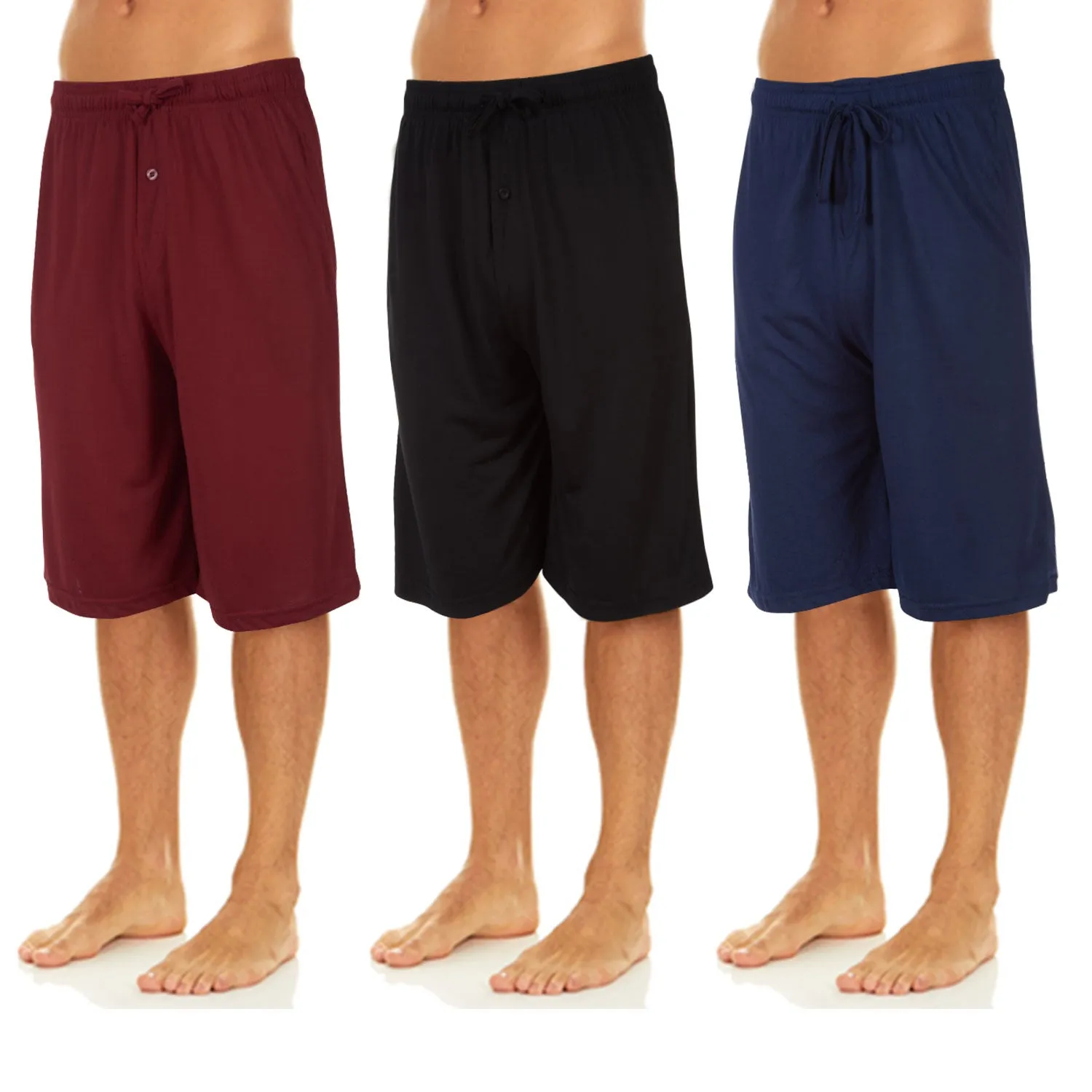 DARESAY Men's Soft Cotton Jersey Knit Shorts with Pockets for Workout or Lounge 3 Pack