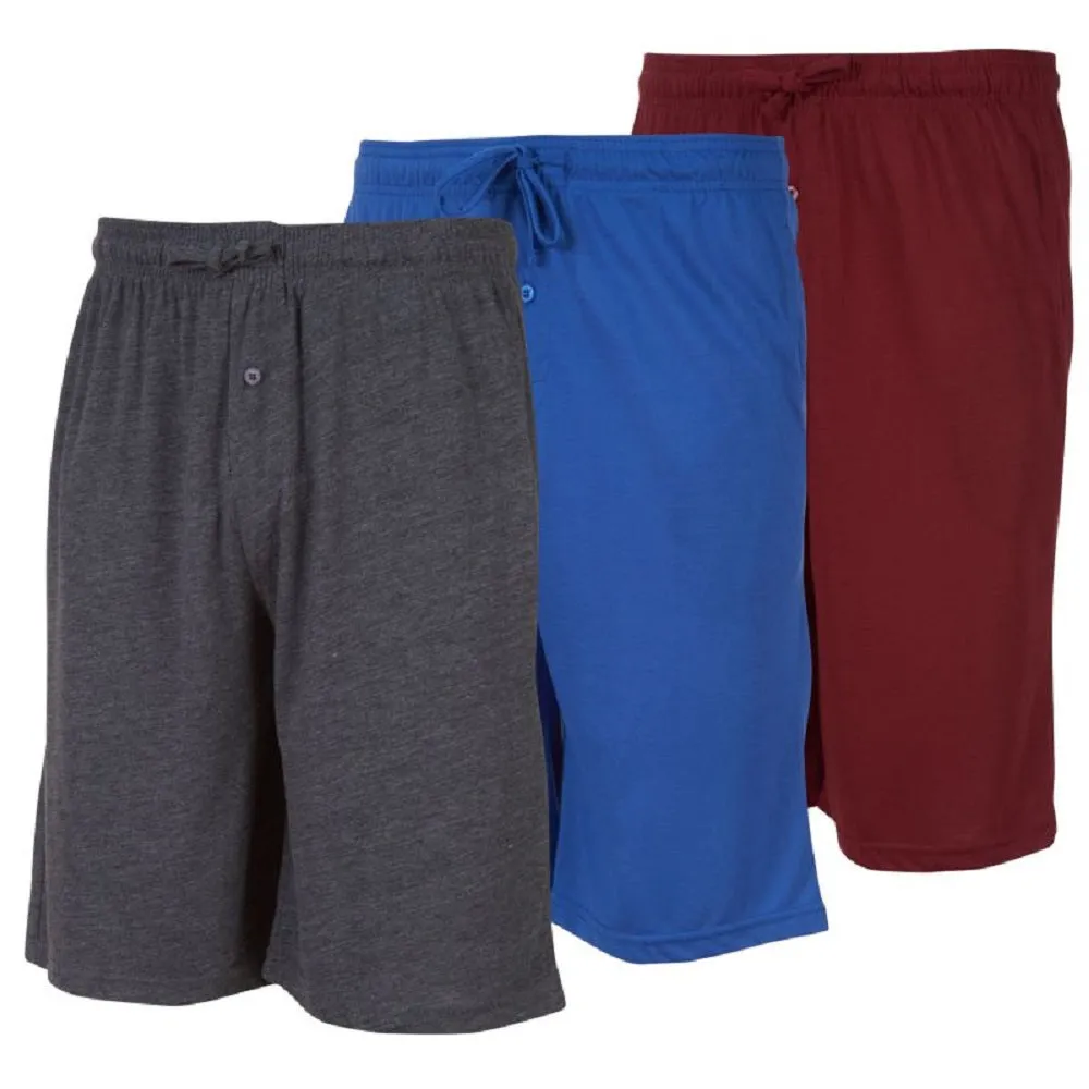 DARESAY Men's Soft Cotton Jersey Knit Shorts with Pockets for Workout or Lounge 3 Pack