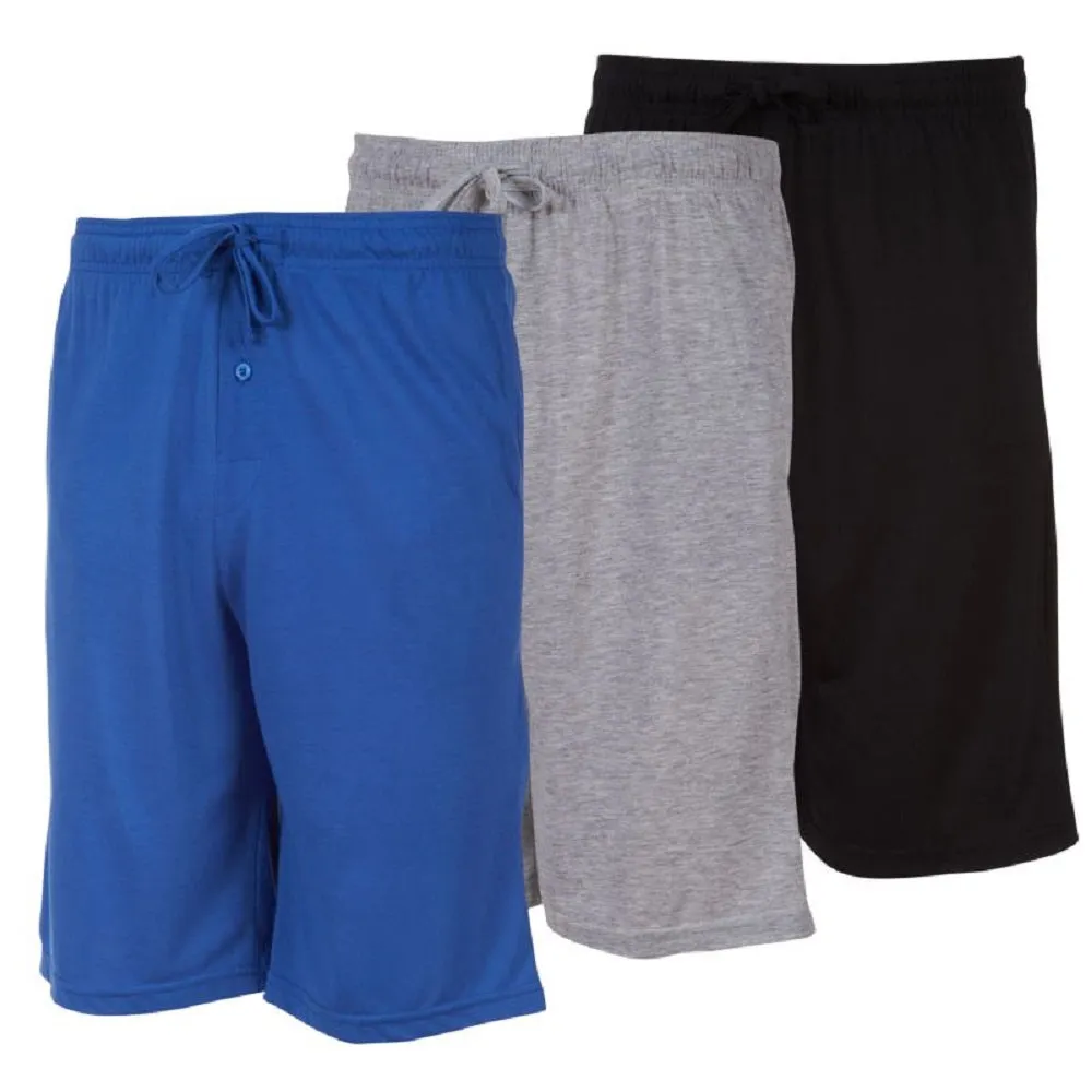 DARESAY Men's Soft Cotton Jersey Knit Shorts with Pockets for Workout or Lounge 3 Pack