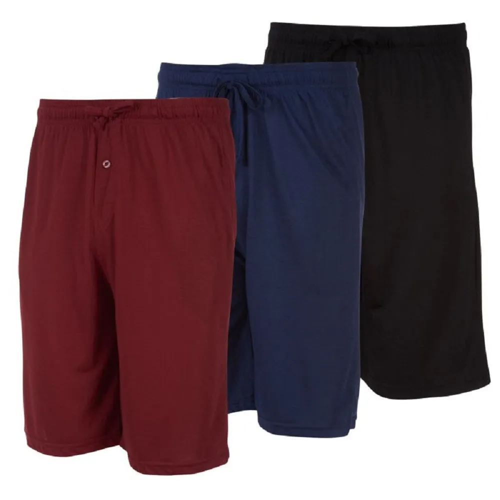 DARESAY Men's Soft Cotton Jersey Knit Shorts with Pockets for Workout or Lounge 3 Pack