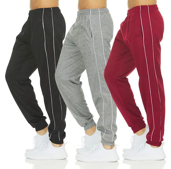 DARESAY Men's Tech Fleece Joggers Dry Fit Performance Sweatpants [3-Pack]