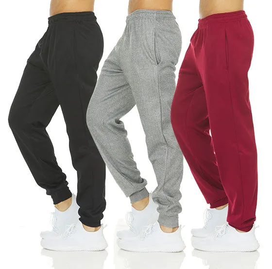 DARESAY Men's Tech Fleece Joggers Dry Fit Performance Sweatpants [3-Pack]