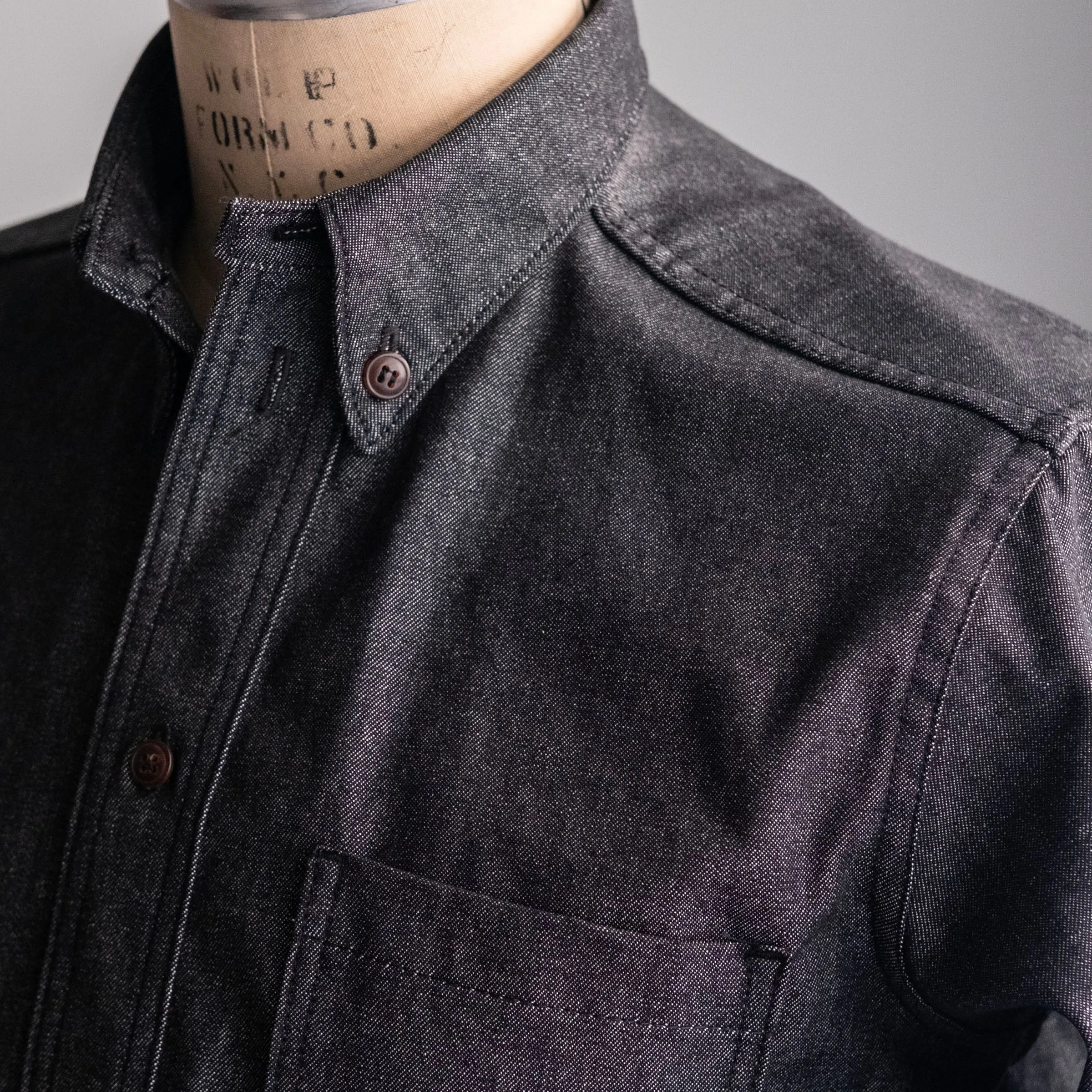 Denim Button Down Shirt Nihon Menpu Shadow Denim