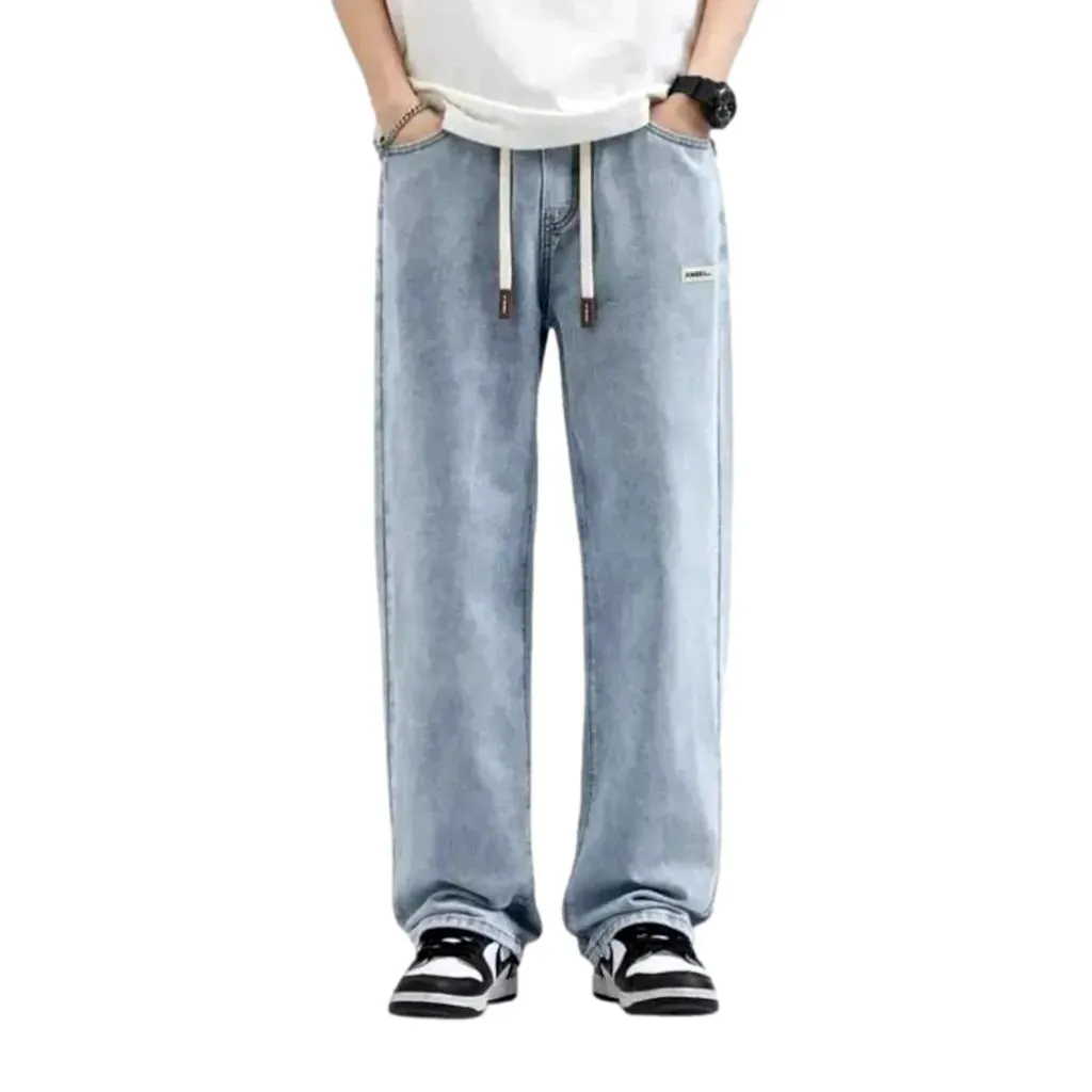 Fashionable mid rise men's denim joggers