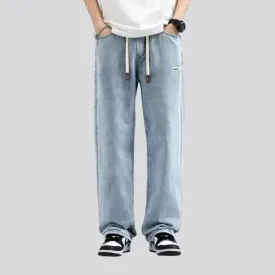 Fashionable mid rise men's denim joggers