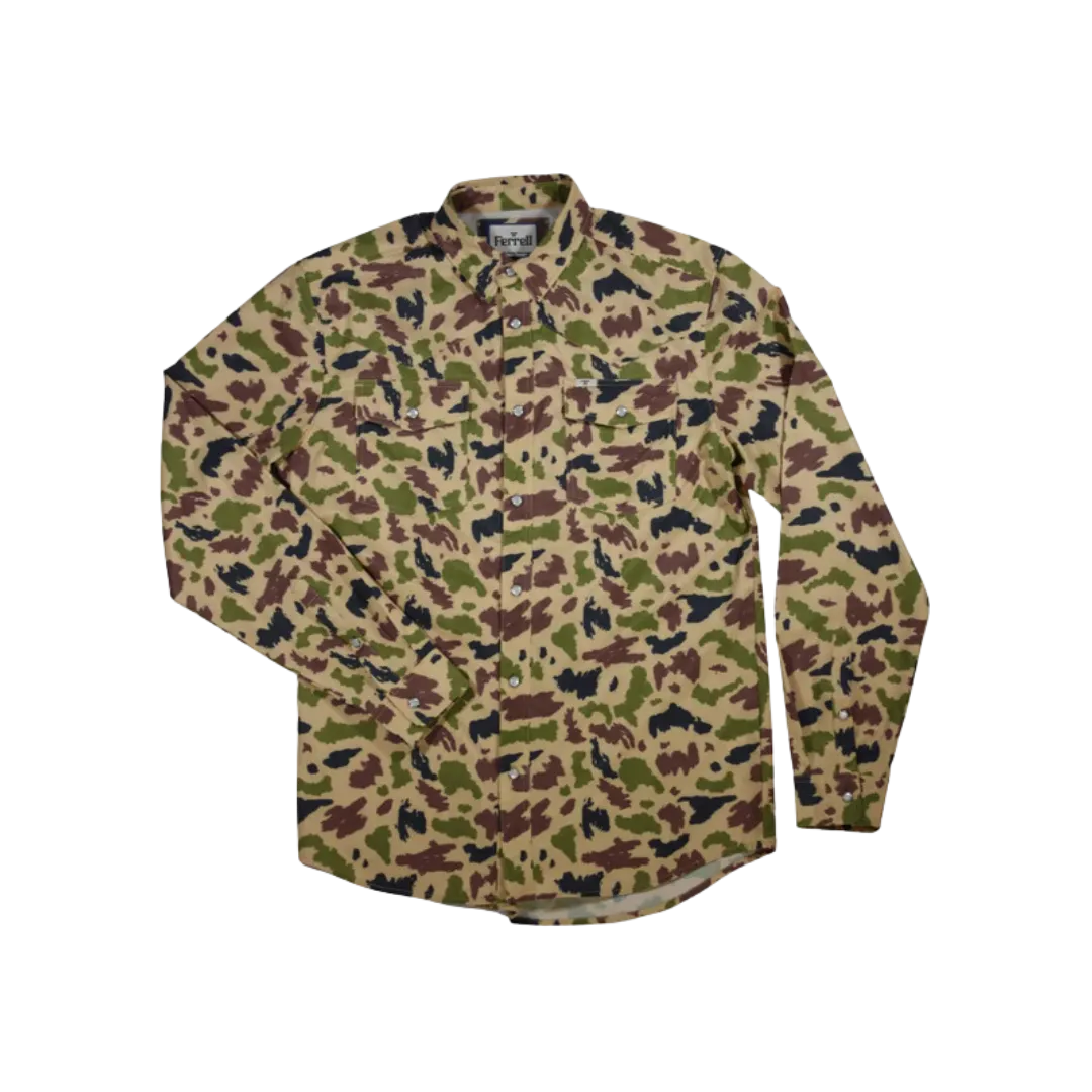 Ferrell Men's Long Sleeve Snap Camo Shirt