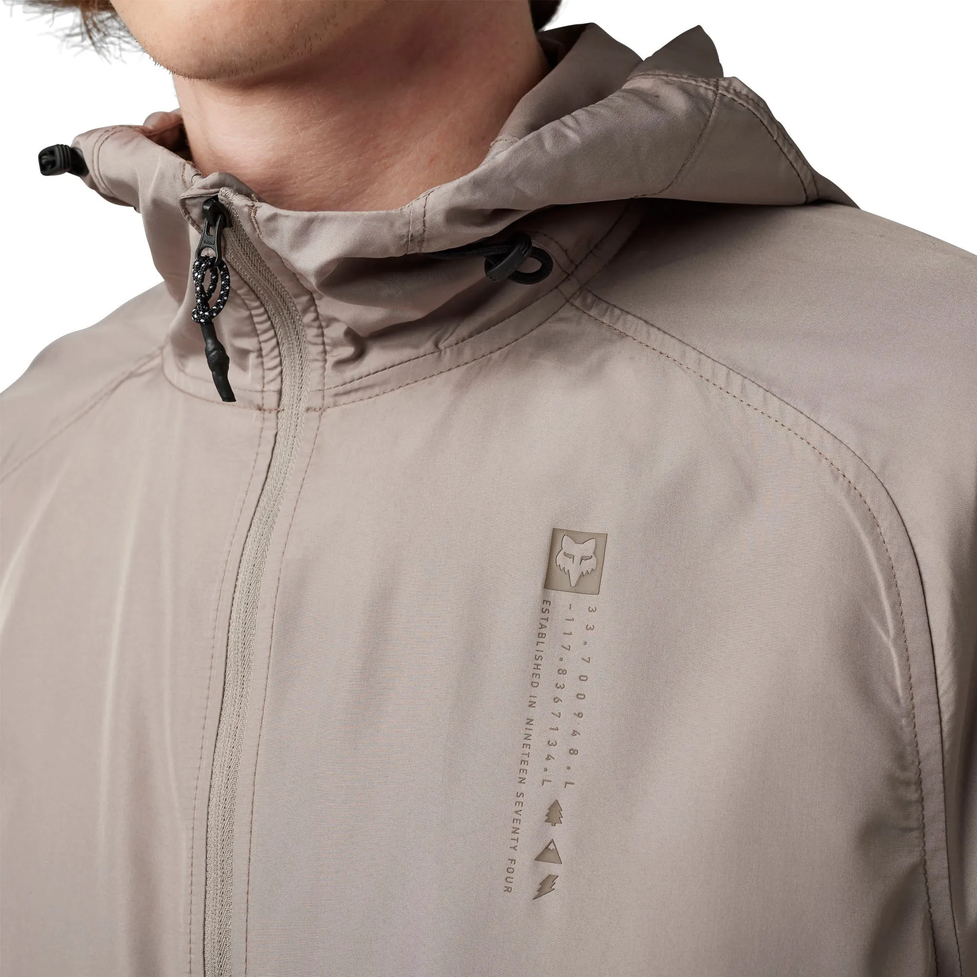 Fox Racing  Mens Base Over Windbreaker Jacket Packable Water Repellent Warm Taupe