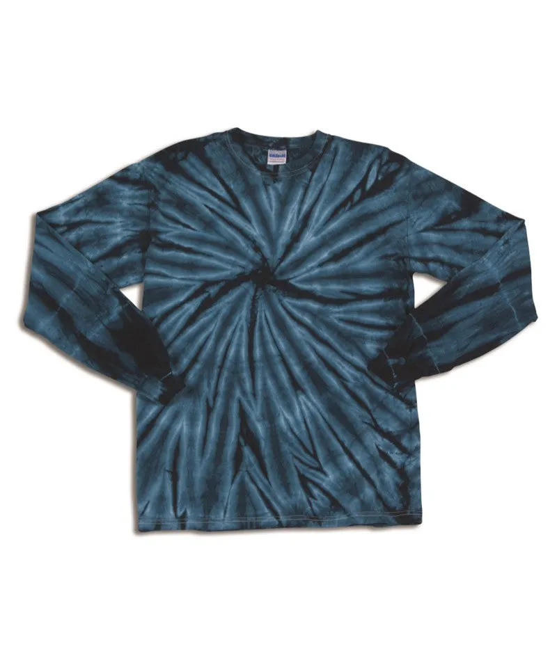 gildan tie-dye youth one-color long-sleeve cyclone tee - navy (m)