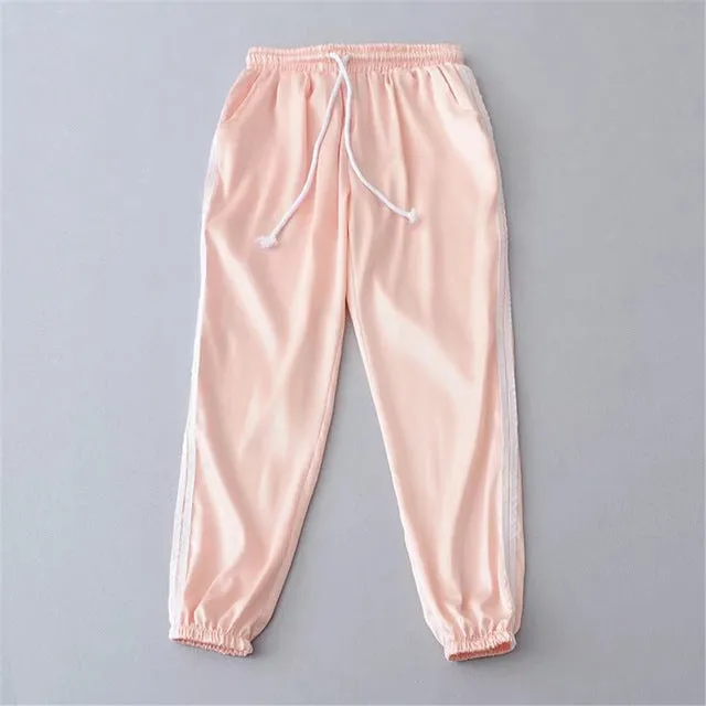 Kuk 10 Color Sweatpants Women Pants 2017 Joggers Casual Baggy Pink Side Striped High Waist Lady Trousers Pantalon Femme A352