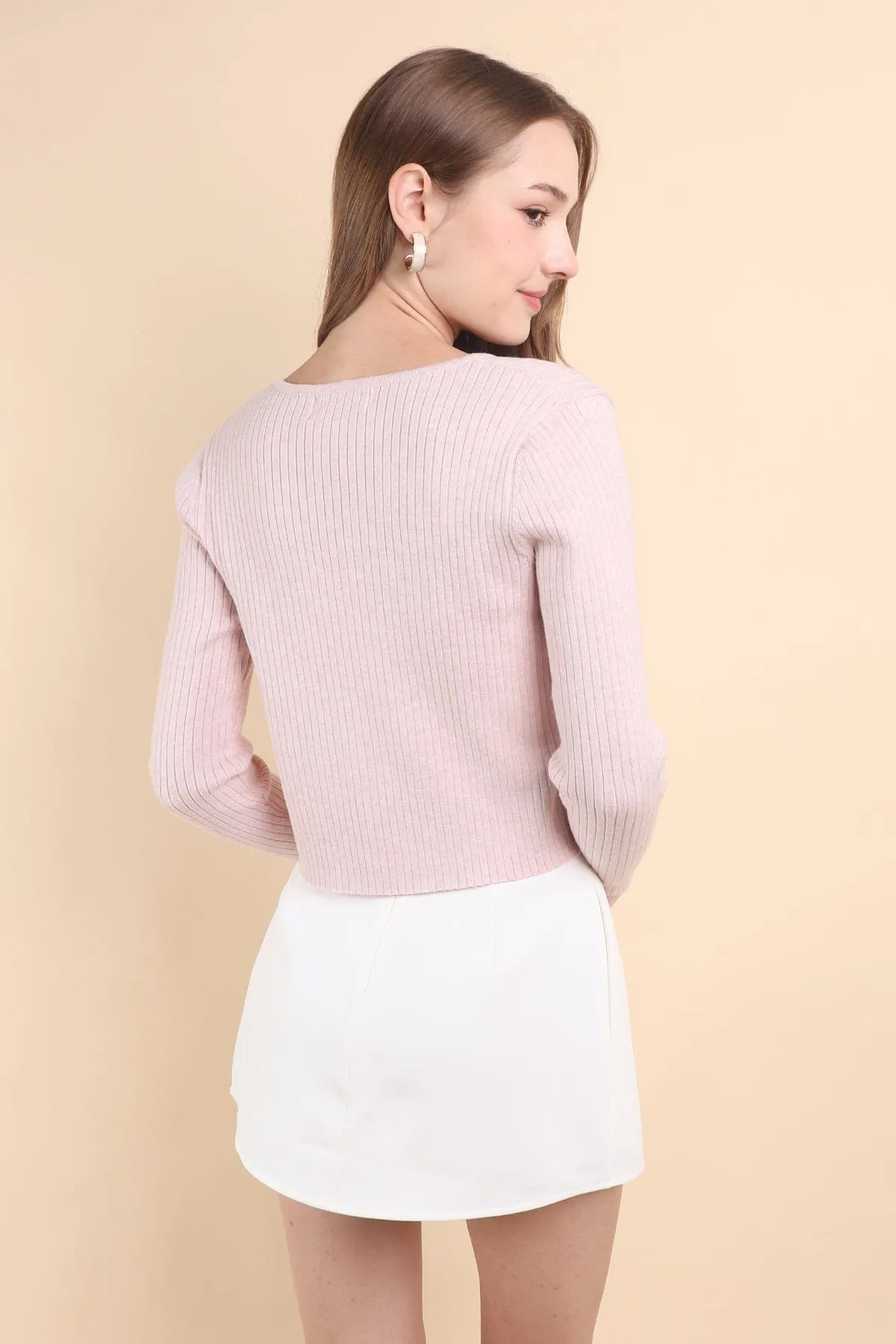 LIORA TIE-KNOT CARDIGAN IN PINK