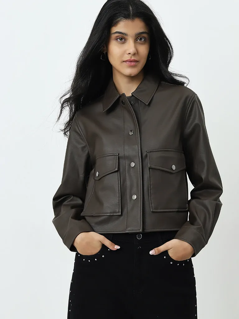 LOV Olive Faux Leather Jacket