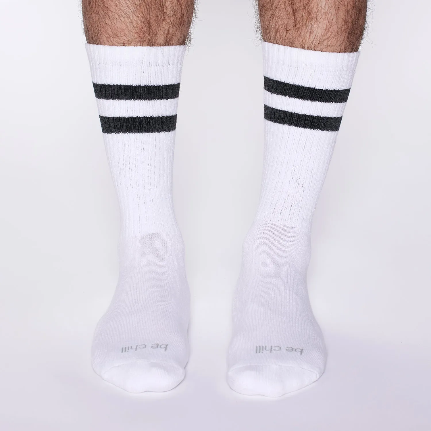 Mens Crew Be Chill Grip Socks (White/Charcoal)