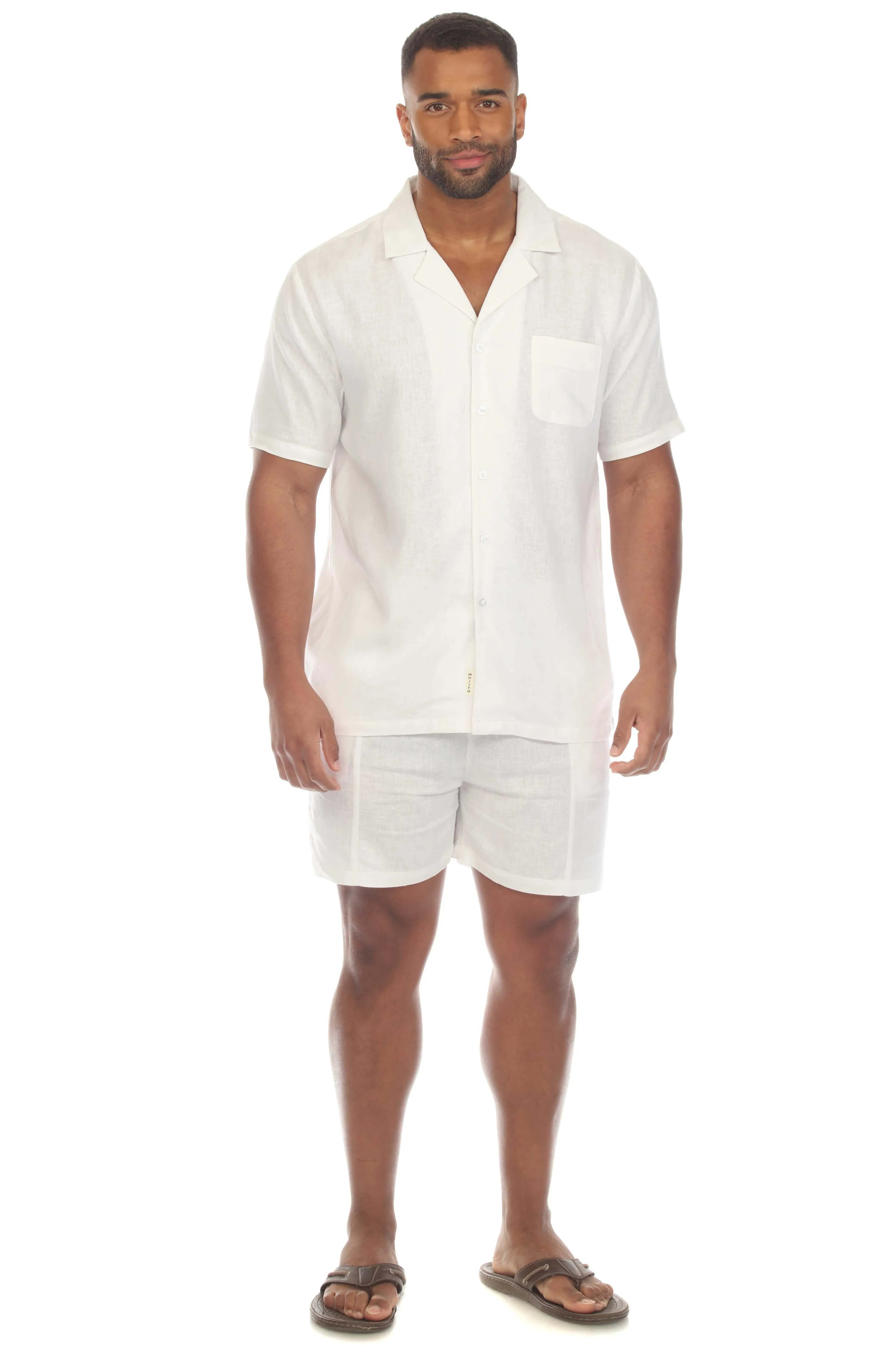 Mojito Men's Causal Beach Resort Wear Drawstring Shorts Linen Blend