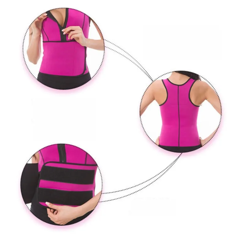 Neoprene Corset Yoga Vest Sweat Suit Postpartum Belly Belt, Size:S(Rose Red)