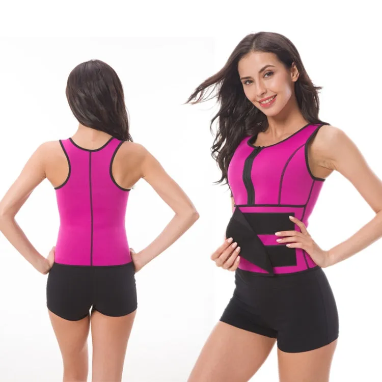 Neoprene Corset Yoga Vest Sweat Suit Postpartum Belly Belt, Size:S(Rose Red)