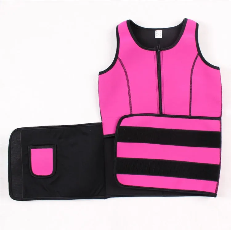 Neoprene Corset Yoga Vest Sweat Suit Postpartum Belly Belt, Size:S(Rose Red)