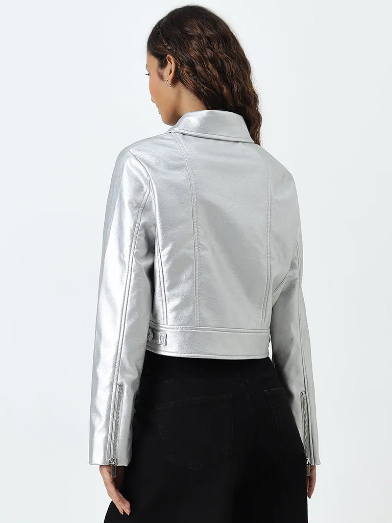 Nuon Silver Faux Leather Jacket