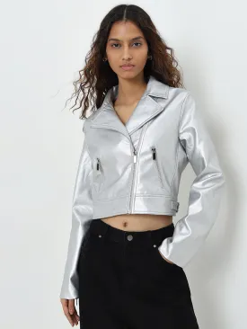 Nuon Silver Faux Leather Jacket