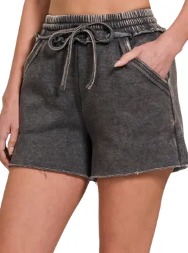 Piper Acid Wash Drawstring Shorts