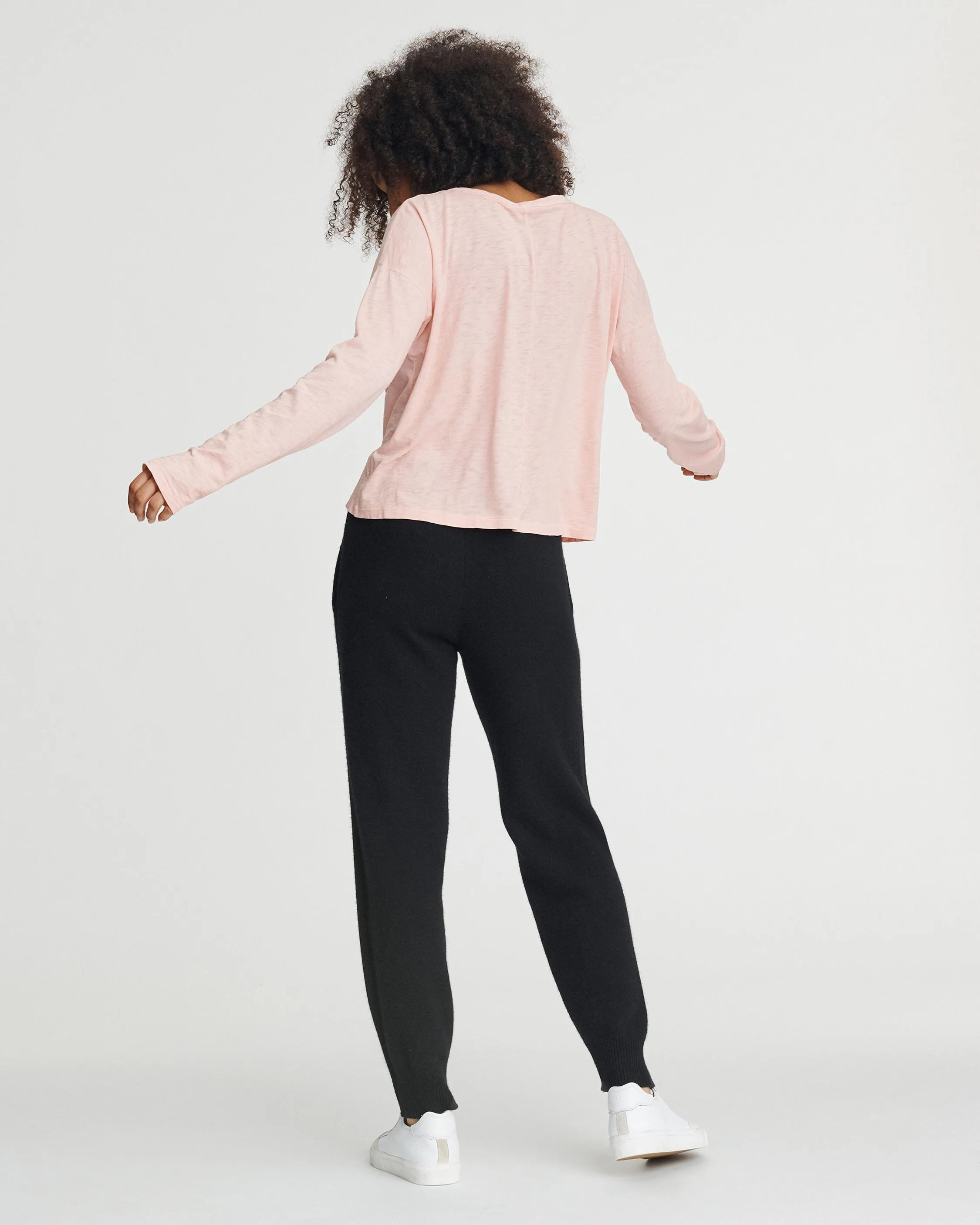 Rag & Bone - The Cropped Longsleeve Tee Pink Rose