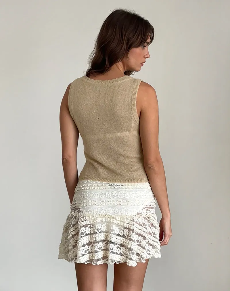 Salisha Tank Top in Natural Sheer Knit