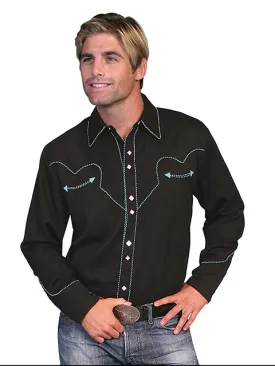 Scully Leather Men's Turquoise Piping Shirt