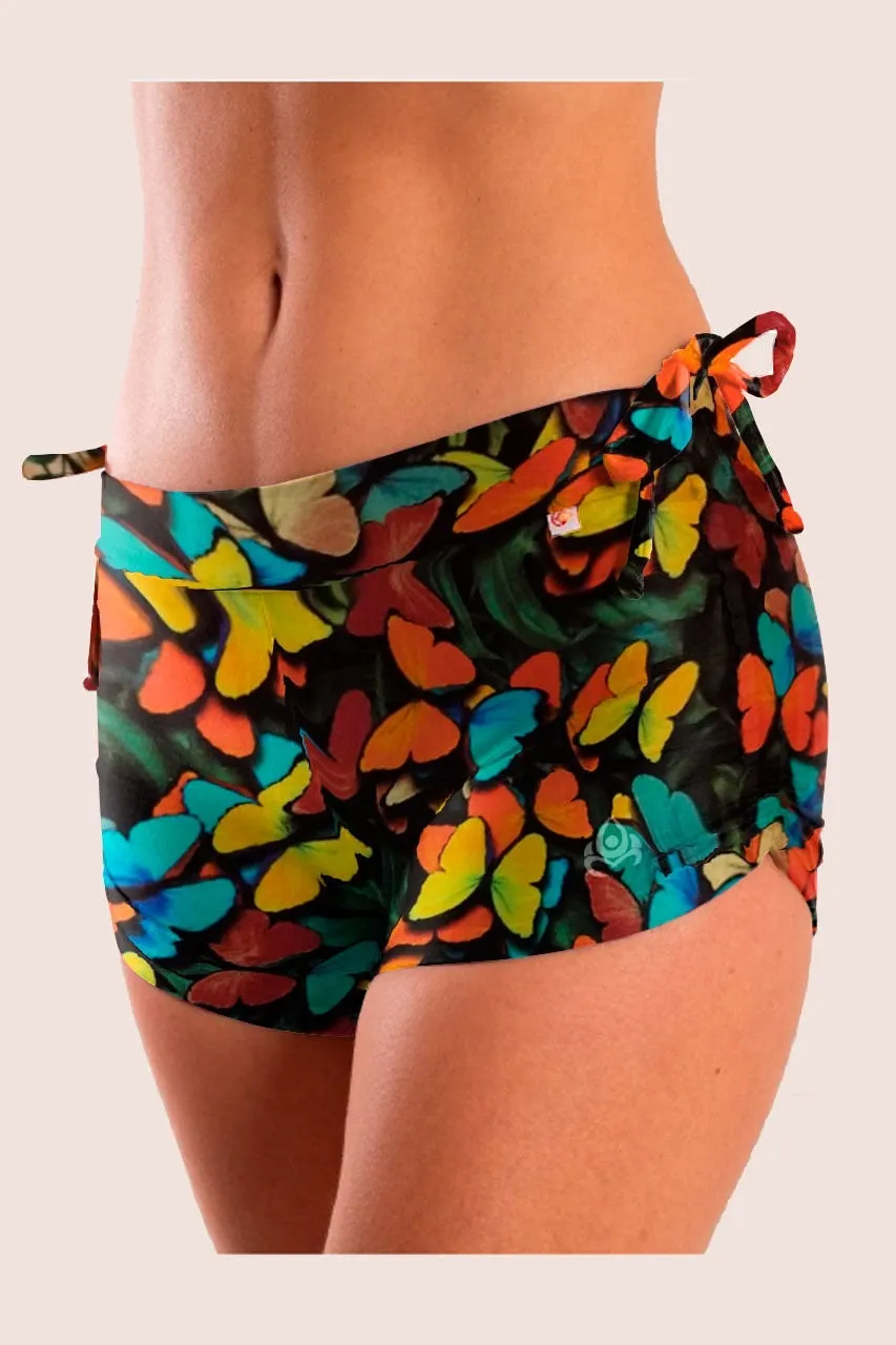 Side String Shorts, Rainbow Butterflies